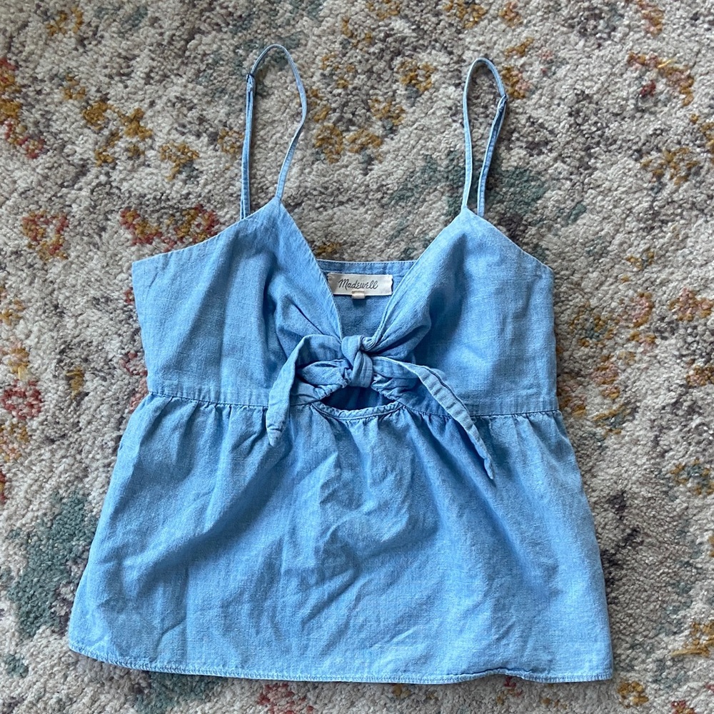 Madewell Cropped Tank with Front Tie and Keyhole